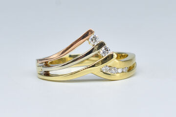 Ring 14 Kt tricolor Brillanten