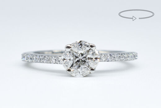 Illusion-Ring 18 Kt WG Diamanten