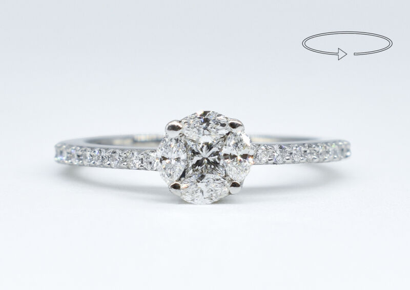 Illusion-Ring 18 Kt WG Diamanten
