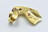 Brosche 18 Kt GG Rubine