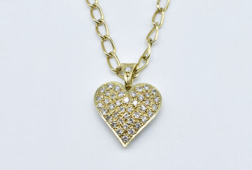 heart shaped pendant 14 K diamonds