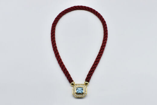 Collier 18 Kt GG Aquamarin Brillanten 