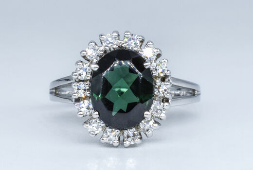 Ring 14 Kt WG Turmalin 