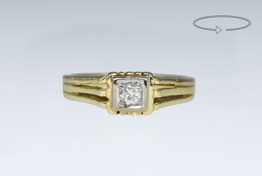 Ring 14 K bicolor diamond