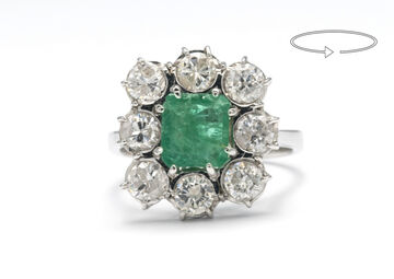 Ring 18 K Emerald Diamonds
