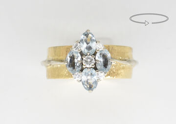 Ring 14 Kt bicolor Saphire 