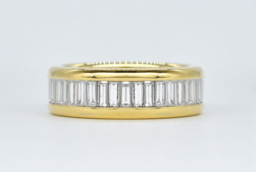 Halbmemory-Ring 18 Kt bicolor Diamanten