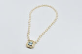 Collier 18 Kt GG Aquamarin Brillanten 