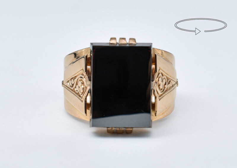 Ring 14 K Haematite