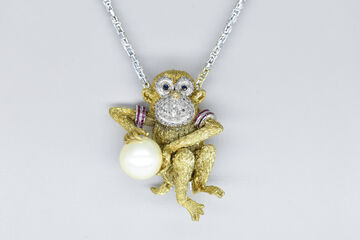 Anhänger/Brosche 18 Kt GG/WG